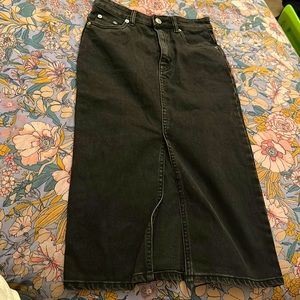 Zara high waisted midi skirt denim